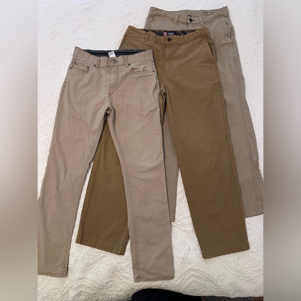 Three pairs men’s khakis! Chaos, George, and Mason.